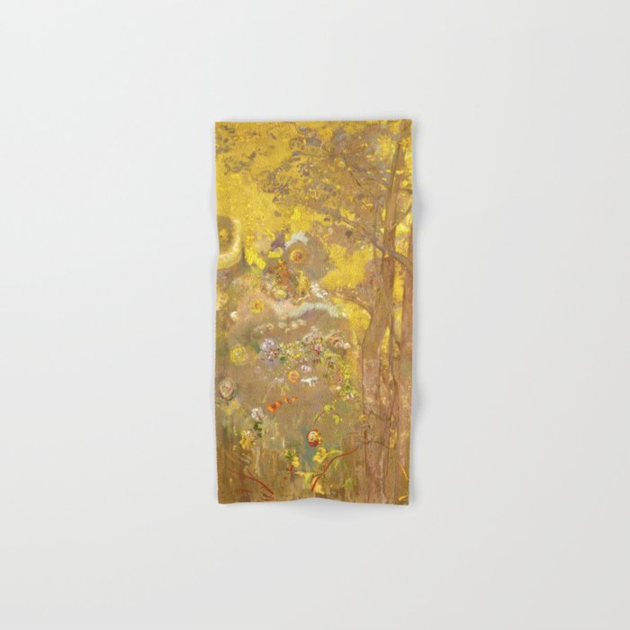 Odilon Redon "Trees On A Yellow Background" Bath Towel