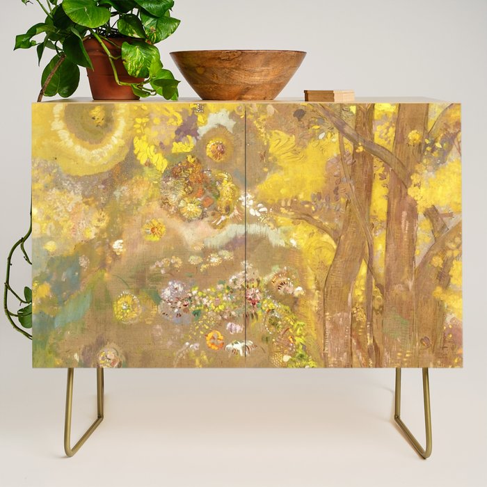 Odilon Redon "Trees On A Yellow Background" Credenza