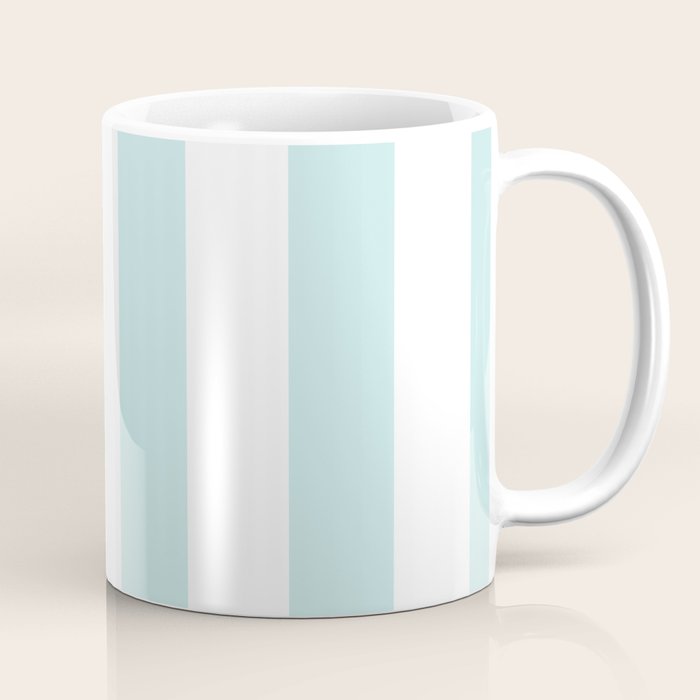 Duck Egg Pale Aqua Blue And White Wide Vertical Cabana Tent Stripe Coffee Mug
