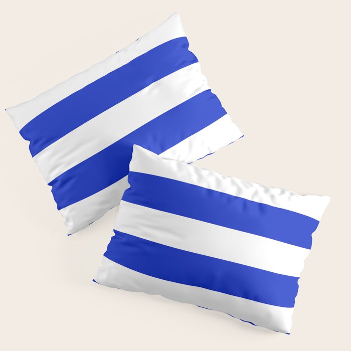 Cobalt Blue And White Wide Cabana Tent Stripe Pillow Sham