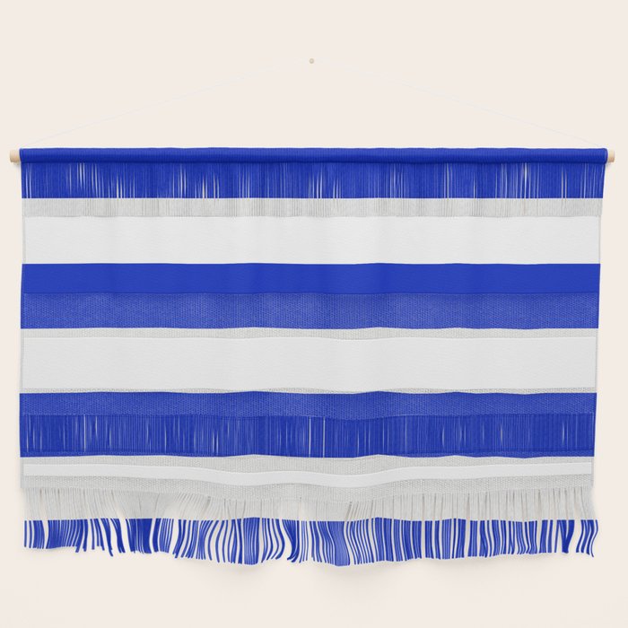 Cobalt Blue And White Wide Cabana Tent Stripe Wall Hanging