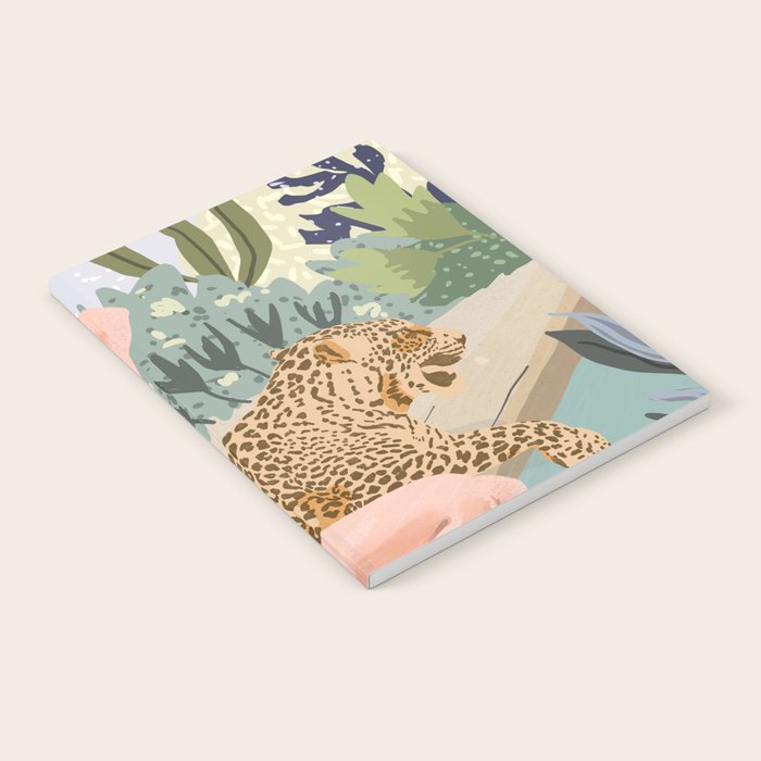How To Train Your Leopard, Wild Cat Bohemian Woman Painting, Swimming Pool Bikini Summer Swim Animal Notebook