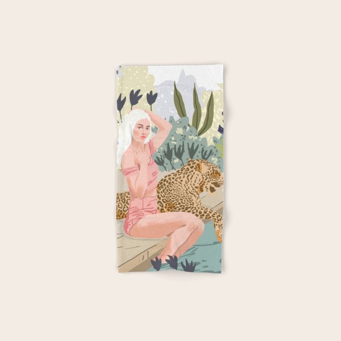 How To Train Your Leopard, Wild Cat Bohemian Woman Painting, Swimming Pool Bikini Summer Swim Animal Bath Towel