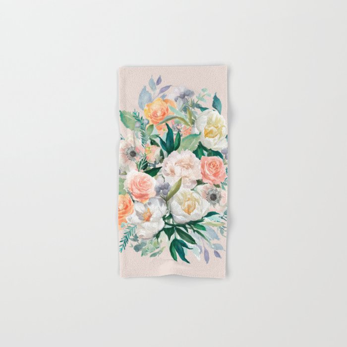 Pastel Flower Bouquet With Roses Bath Towel