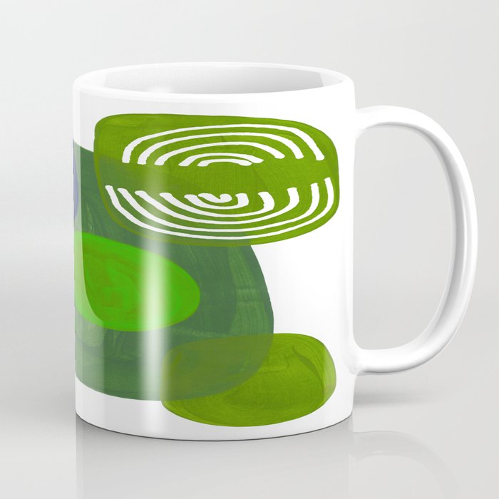 Modern Mid Century Fun Colorful Abstract Minimalist Painting Shapes & Patterns Swamp Monster Greens Coffee Mug