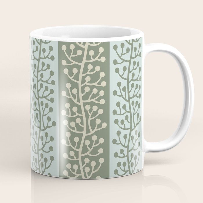 Mid Century Modern Berry Vine Sage And Mint Green Coffee Mug
