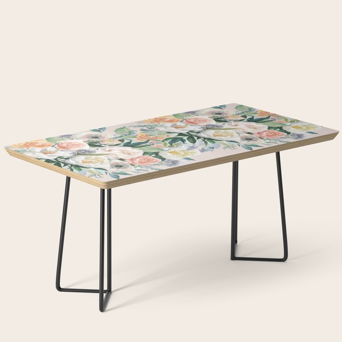 Pastel Flower Bouquet With Roses Coffee Table