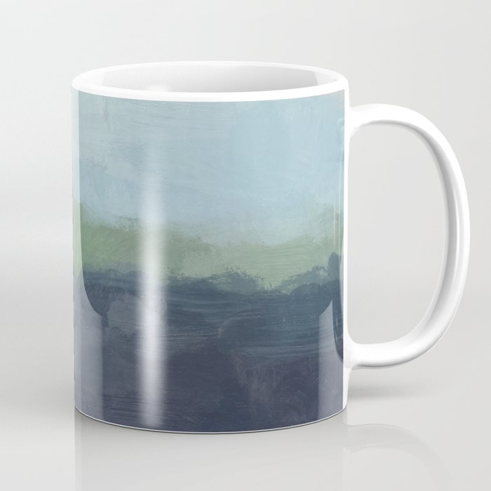 Sunday Afternoon - Navy Teal Aqua Sky Blue Green Abstract Art Painting Art Nature Horizon Modern Coffee Mug
