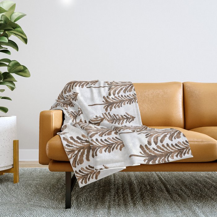 Pine Trees - Sepia Palette Throw Blanket