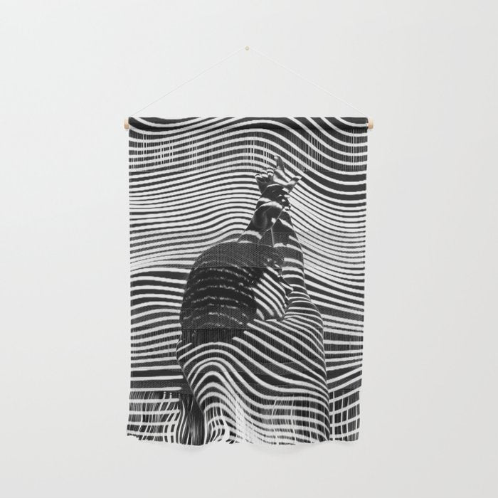 Minimalist Abstract Modern Ripple Lines Projected Woman Sensual Cool Feminine Black And White Photo Wall Hanging