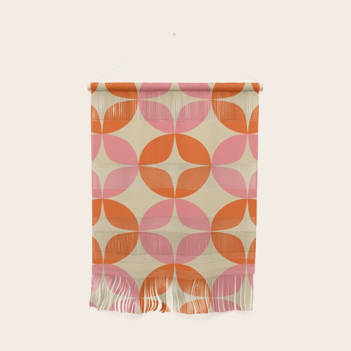Mid Century Modern Pattern In Pink And Orange Wall Hanging