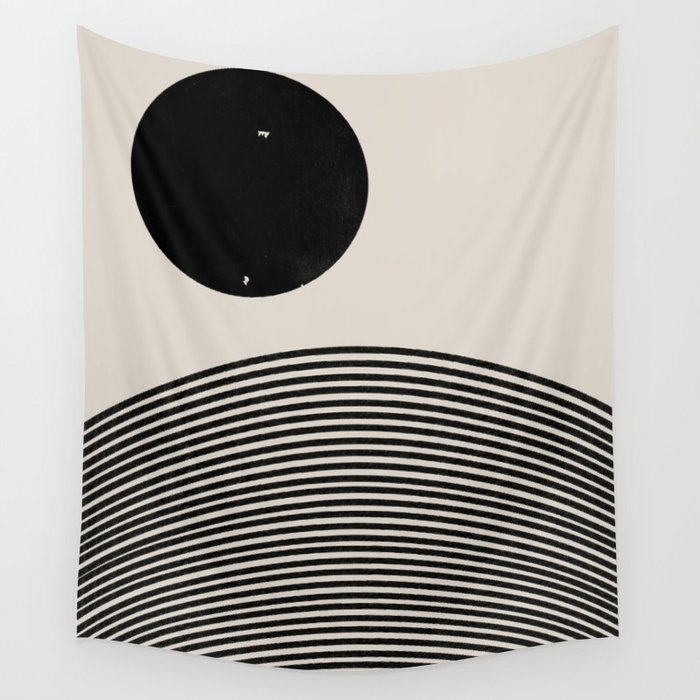 Woodblock Art, Mid Century Illustration Wall Tapestry