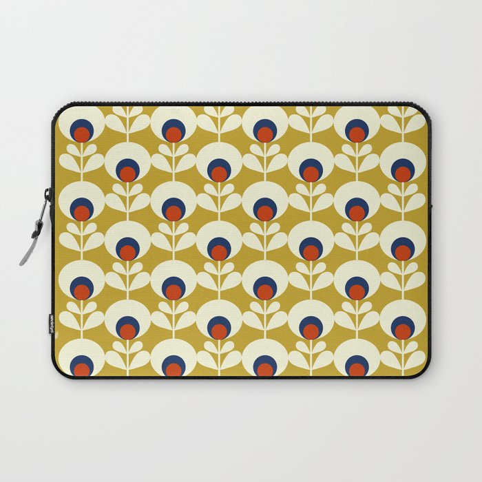 Flowers Geometry Mustard - Retro Pattern No3 Laptop Sleeve