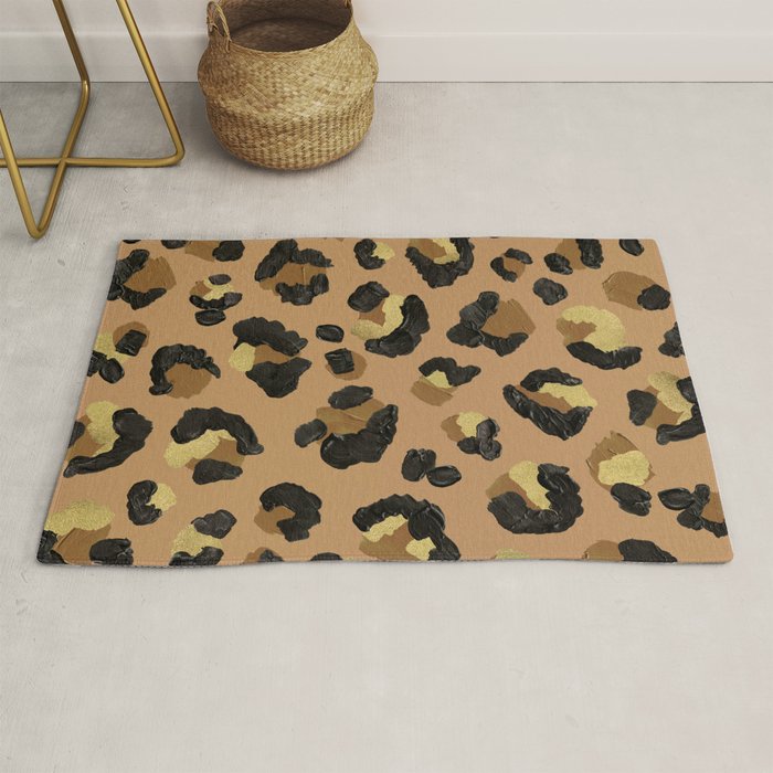 Leopard Print - Neutral & Gold Palette Rug