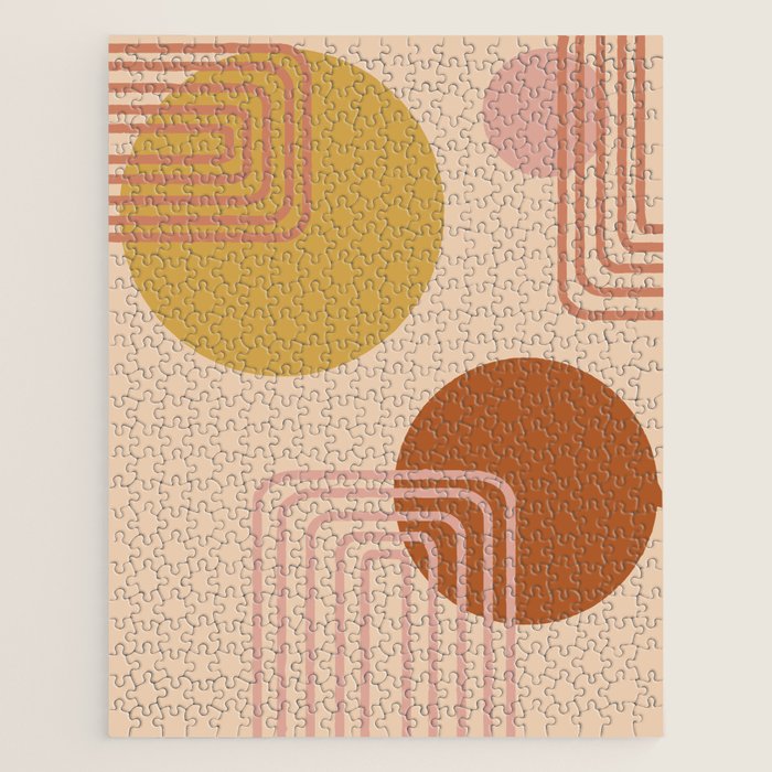 Modern Desert Abstract Shapes And Lines Jigsaw Puzzle