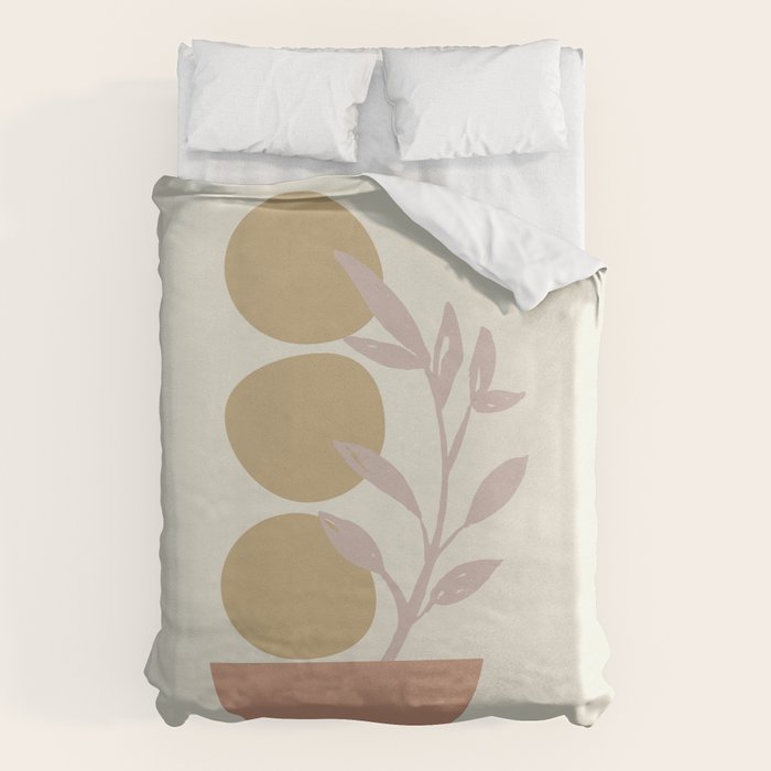 Desert Botanicals And Organic Shapes In Terracotta, Gold, And Blush Duvet Cover