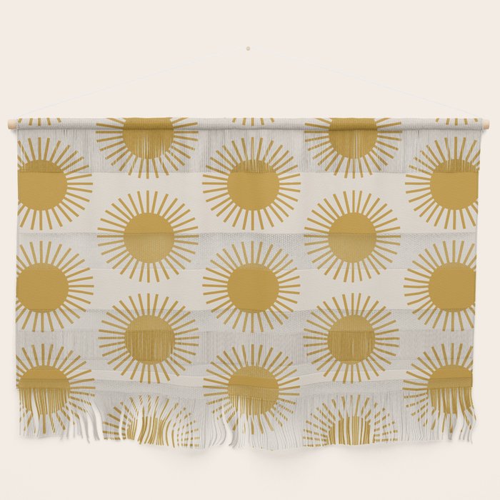 Boho Summer Sun Pattern I Golden Wall Hanging