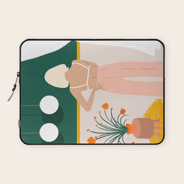 Texting, Millennial Woman Young Bohemian High Fashion Love Pastel Home Decor Blush Laptop Sleeve