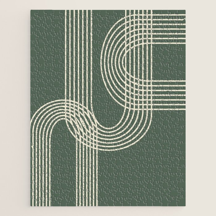 Minimalist Lines In Forest Green Jigsaw Puzzle