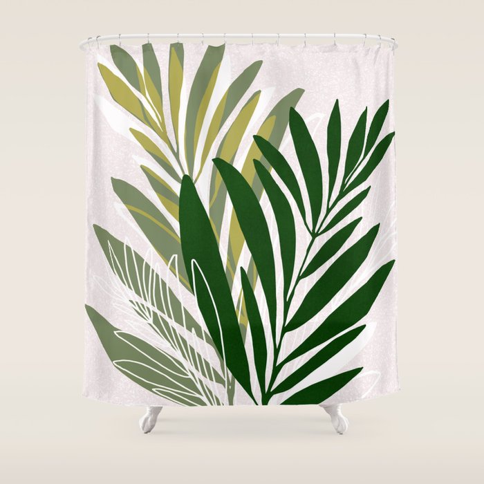 Olive Branches Contemporary Botanical Art Shower Curtain