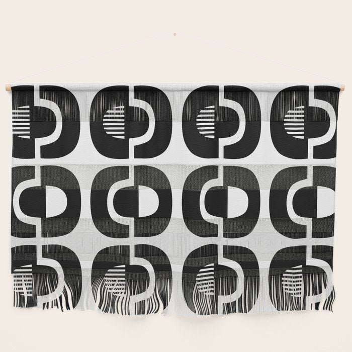 Mid Century Modern Geometric 921 Black And White Wall Hanging