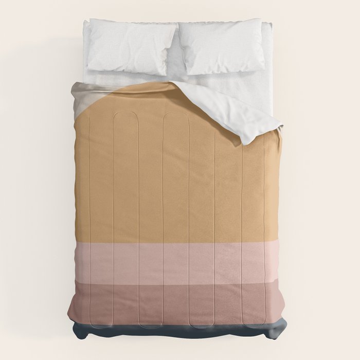 Minimal Retro Sunset - Earthy Neutral Comforter