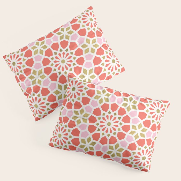 Persian Mosaic - Coral & Gold Palette Pillow Sham