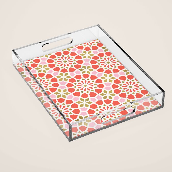 Persian Mosaic - Coral & Gold Palette Acrylic Tray