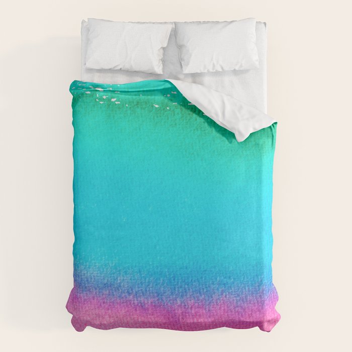 Rainbow, Watercolor Painting Abstract Colorful Fun, Urban Eclectic Contemporary Party Bohemian Duvet Cover