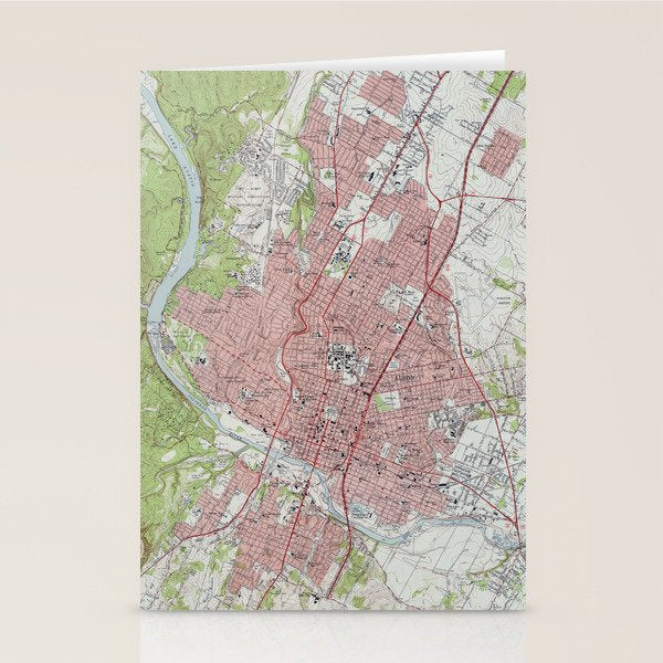 Vintage Map Of Austin Texas (1955) Stationery Card