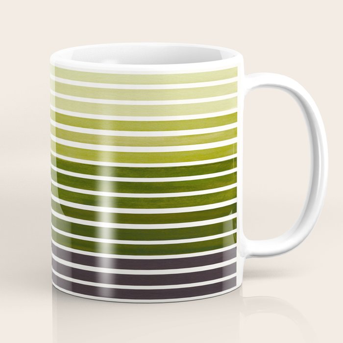 Watercolor Gouache Mid Century Modern Minimalist Colorful Olive Green Stripes Coffee Mug