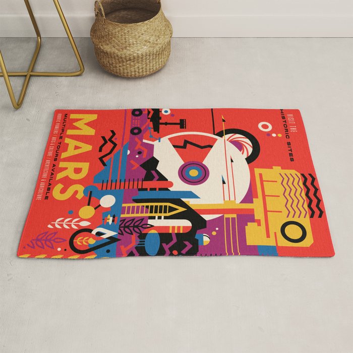 Nasa Retro Space Travel Poster #9 Mars Rug