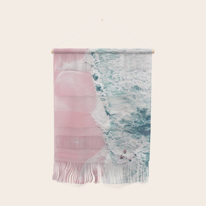Aerial Ocean Print - Beach - Pink Sand - Wave - Original Sea Of Love - Travel Photography  Wall Hanging