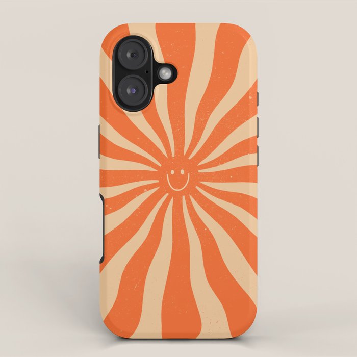Retro Sun Vintage 70s 2 Orange Iphone Case