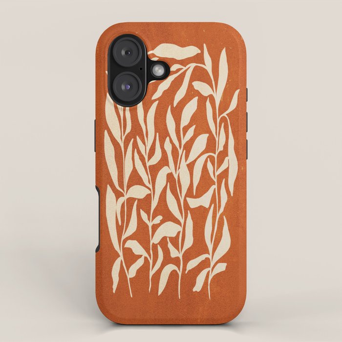 Cognac Leaves: Mid Century Terracotta Edition Iphone Case