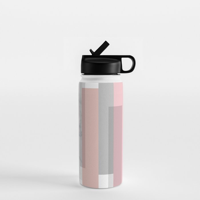 Stripes In Blush And Marble Water Bottle
