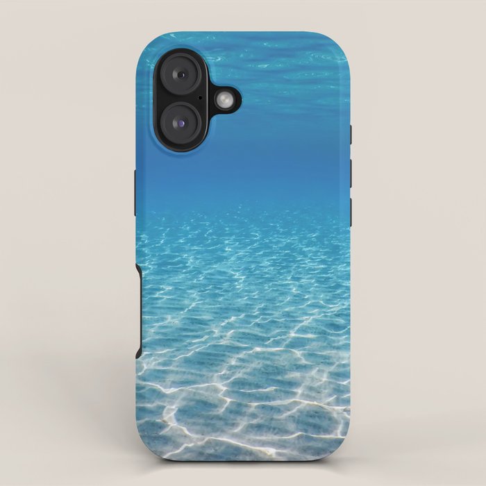 Underwater Blue Ocean, Sandy Sea Bottom Underwater Background Iphone Case