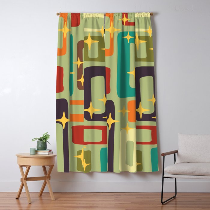 Retro Mid Century Modern Abstract Pattern 225 Window Curtain