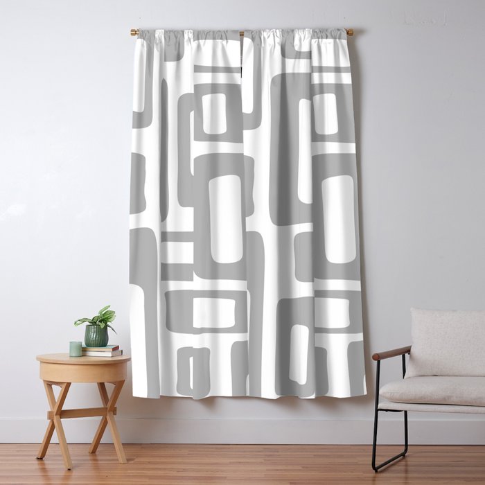 Retro Mid Century Modern Abstract Pattern 336 Gray Window Curtain