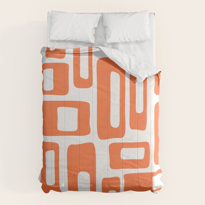 Retro Mid Century Modern Abstract Pattern 336 Orange Comforter