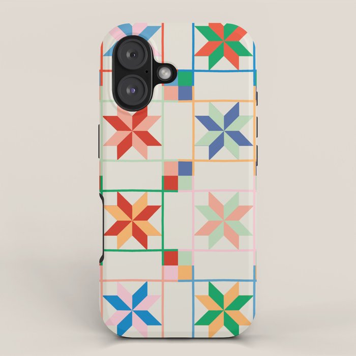 Vibrant  Colorful Star Quilt Pattern Iphone Case
