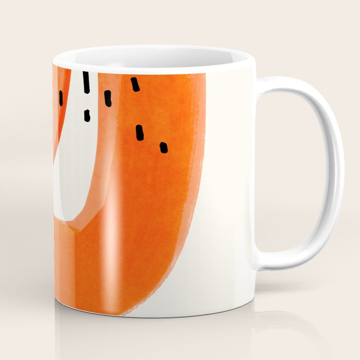 Mid Century Modern Abstract Minimalist Fun Colorful Shapes Patterns Orange Brush Stroke Watercolor Coffee Mug