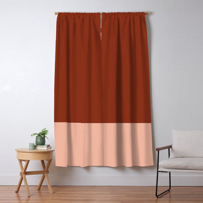 Rich Maroon Rust And Pale Salmon Color Block Window Curtain
