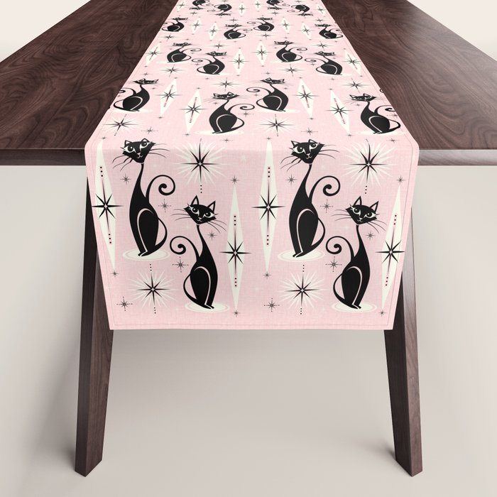 Mid Century Meow Retro Atomic Cats ©Studioxtine Table Runner
