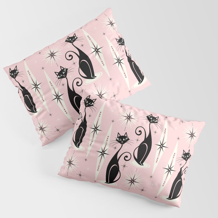 Mid Century Meow Retro Atomic Cats ©Studioxtine Pillow Sham