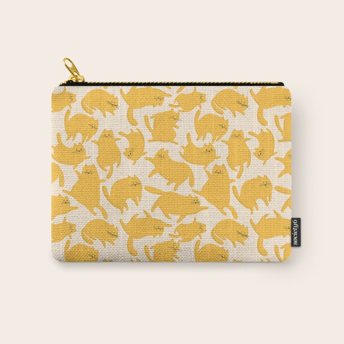 Yellow Silly Cats Pattern Carry All Pouch