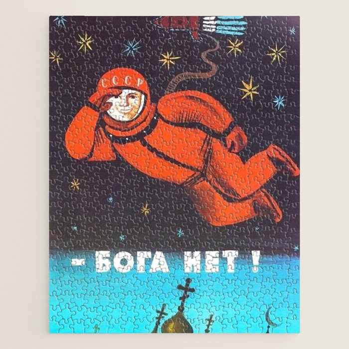 There'S No God! / ðð¾ð³ð° ððµñ!" 1960'S Ussr Anti-Religious Propaganda Cosmonaut Yuri Gagarin In Space Jigsaw Puzzle