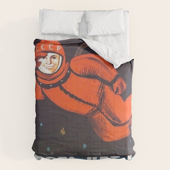 There'S No God! / ðð¾ð³ð° ððµñ!" 1960'S Ussr Anti-Religious Propaganda Cosmonaut Yuri Gagarin In Space Comforter