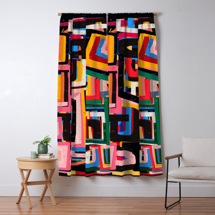Neo Cubism Abstract Art Pattern Mystic Window Curtain
