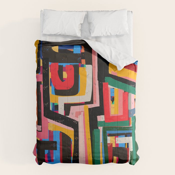 Neo Cubism Abstract Art Pattern Mystic Comforter